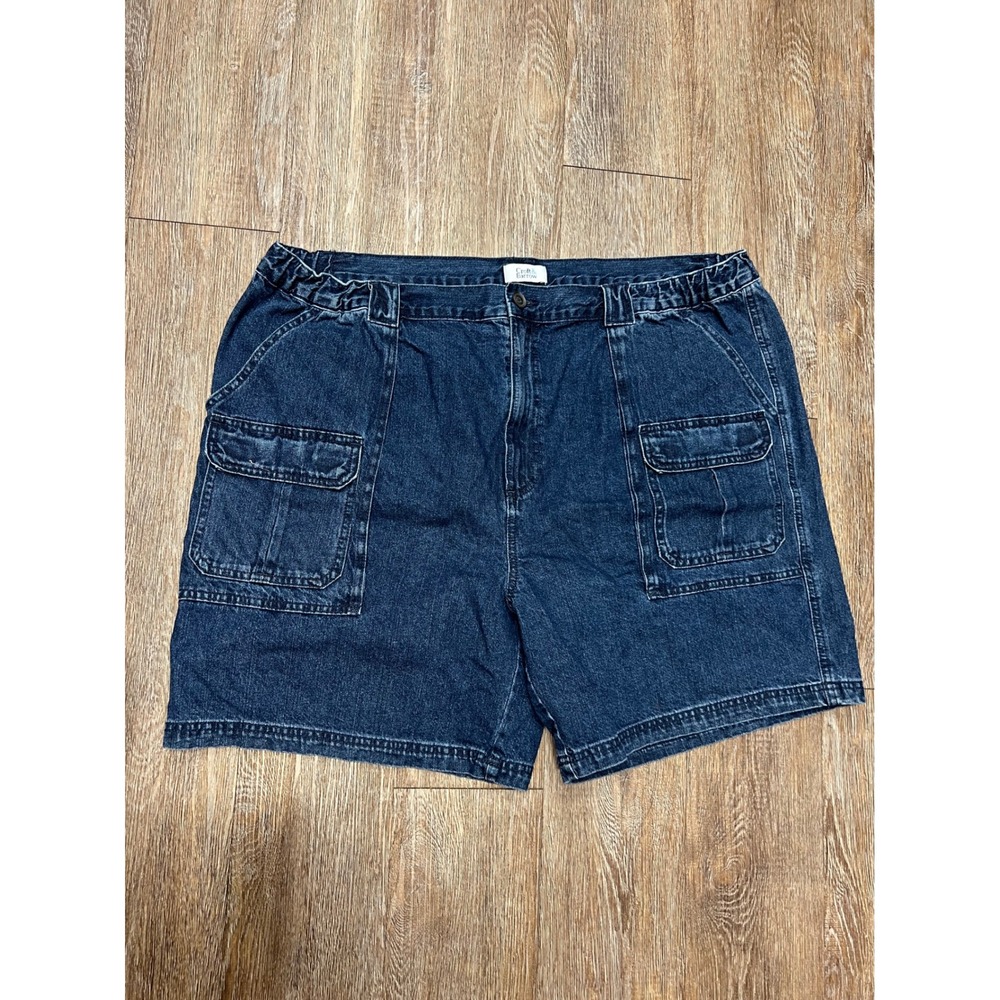 CROFT & BARROW Cargo Jean Shorts Mens 44 Blue Denim Side Elastic Utility Jorts